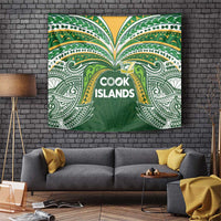 Cook Islands Rugby League Tapestry Tatau Tribal Motifs-Dark Green Color - Polynesian Pride