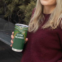 Custom Cook Islands Rugby League Tumbler Cup Tatau Tribal Motifs-Dark Green Color - Polynesian Pride