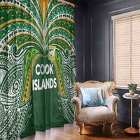 Cook Islands Rugby League Window Curtain Tatau Tribal Motifs-Dark Green Color - Polynesian Pride