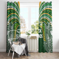 Cook Islands Rugby League Window Curtain Tatau Tribal Motifs-Dark Green Color - Polynesian Pride