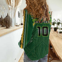 Custom Cook Islands Rugby League Women Casual Shirt Tatau Tribal Motifs-Dark Green Color - Polynesian Pride