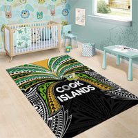Cook Islands Rugby League Area Rug Tatau Tribal Motifs-Black Color - Polynesian Pride
