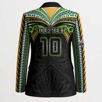 Custom Cook Islands Rugby League Blazer Tatau Tribal Motifs-Black Color - Polynesian Pride