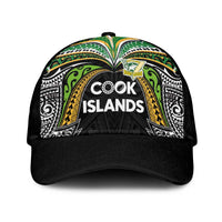 Cook Islands Rugby League Classic Cap Tatau Tribal Motifs-Black Color LT03 Universal Fit Black - Polynesian Pride