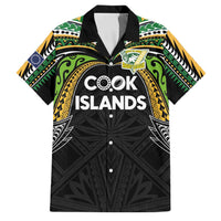 Custom Cook Islands Rugby League Family Matching Long Sleeve Bodycon Dress and Hawaiian Shirt Tatau Tribal Motifs-Black Color - Polynesian Pride