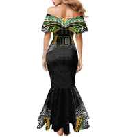 Custom Cook Islands Rugby League Family Matching Mermaid Dress and Hawaiian Shirt Tatau Tribal Motifs-Black Color - Polynesian Pride
