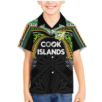 Custom Cook Islands Rugby League Family Matching Mermaid Dress and Hawaiian Shirt Tatau Tribal Motifs-Black Color - Polynesian Pride