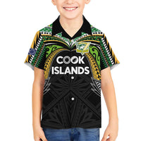Custom Cook Islands Rugby League Family Matching Mermaid Dress and Hawaiian Shirt Tatau Tribal Motifs-Black Color - Polynesian Pride