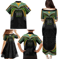 Custom Cook Islands Rugby League Family Matching Puletasi and Hawaiian Shirt Tatau Tribal Motifs-Black Color - Polynesian Pride