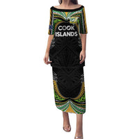 Custom Cook Islands Rugby League Family Matching Puletasi and Hawaiian Shirt Tatau Tribal Motifs-Black Color - Polynesian Pride