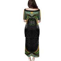 Custom Cook Islands Rugby League Family Matching Puletasi and Hawaiian Shirt Tatau Tribal Motifs-Black Color - Polynesian Pride