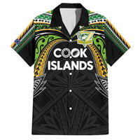 Custom Cook Islands Rugby League Family Matching Tank Maxi Dress and Hawaiian Shirt Tatau Tribal Motifs-Black Color - Polynesian Pride