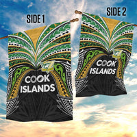 Cook Islands Rugby League Garden Flag Tatau Tribal Motifs-Black Color - Polynesian Pride
