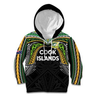 Custom Cook Islands Rugby League Kid Hoodie Tatau Tribal Motifs-Black Color - Polynesian Pride