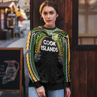 Custom Cook Islands Rugby League Ugly Christmas Sweater Tatau Tribal Motifs-Black Color - Polynesian Pride