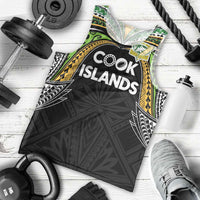 Custom Cook Islands Rugby League Men Tank Top Tatau Tribal Motifs-Black Color - Polynesian Pride