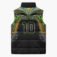 Custom Cook Islands Rugby League Sleeveless Puffer Jacket Tatau Tribal Motifs-Black Color - Polynesian Pride