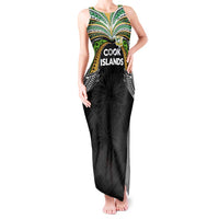 Custom Cook Islands Rugby League Tank Maxi Dress Tatau Tribal Motifs-Black Color - Polynesian Pride