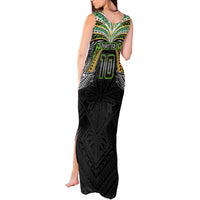 Custom Cook Islands Rugby League Tank Maxi Dress Tatau Tribal Motifs-Black Color - Polynesian Pride