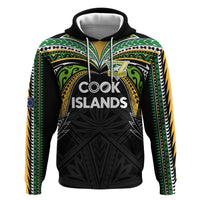 Custom Cook Islands Rugby League Zip Hoodie Tatau Tribal Motifs-Black Color - Polynesian Pride