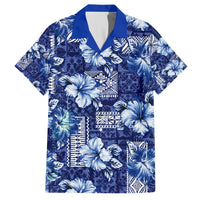 Hawaiian Quilt Pattern Hawaiian Shirt Hibiscus and Tribal Element Vintage Blue Vibe LT03 Blue - Polynesian Pride