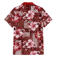 Hawaiian Quilt Pattern Hawaiian Shirt Hibiscus and Tribal Element Vintage Red Vibe LT03 - Polynesian Pride