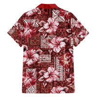 Hawaiian Quilt Pattern Hawaiian Shirt Hibiscus and Tribal Element Vintage Red Vibe LT03 - Polynesian Pride