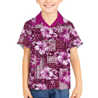 Hawaiian Quilt Pattern Hawaiian Shirt Hibiscus and Tribal Element Vintage Pink Vibe LT03 - Polynesian Pride