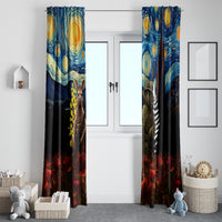 New Zealand and Australia ANZAC Day Window Curtain Kiwi Bird and Kangaroo Soldier Starry Night Style LT03 - Polynesian Pride
