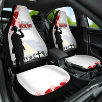 Tokelau ANZAC Day Car Seat Cover Lest We Forget Red Poppy Flowers and Soldier LT03 One Size White - Polynesian Pride