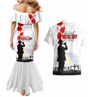 Tokelau ANZAC Day Couples Matching Mermaid Dress and Hawaiian Shirt Lest We Forget Red Poppy Flowers and Soldier LT03 - Polynesian Pride