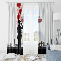 Tokelau ANZAC Day Window Curtain Lest We Forget Red Poppy Flowers and Soldier LT03 - Polynesian Pride