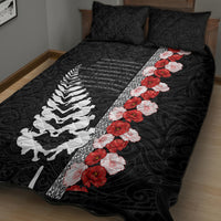 New Zealand ANZAC Day Quilt Bed Set Soldier Silver Fern with Red Poppies Flower Maori Style LT03 - Polynesian Pride