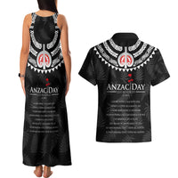 New Zealand ANZAC Day Couples Matching Tank Maxi Dress and Hawaiian Shirt Lest We Forget Haka Dance Respect LT03 - Polynesian Pride
