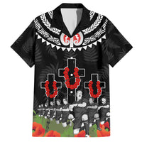 New Zealand ANZAC Day Family Matching Short Sleeve Bodycon Dress and Hawaiian Shirt Lest We Forget Haka Dance Respect LT03 Dad's Shirt - Short Sleeve Black - Polynesian Pride