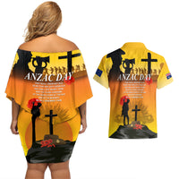 New Zealand and Australia ANZAC Day Couples Matching Off Shoulder Short Dress and Hawaiian Shirt Gallipoli Lest We Forget LT03 - Polynesian Pride