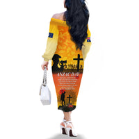 New Zealand and Australia ANZAC Day Family Matching Off Shoulder Long Sleeve Dress and Hawaiian Shirt Gallipoli Lest We Forget LT03 - Polynesian Pride