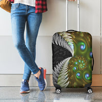 New Zealand Luggage Cover Koru Abstract Art and Silver Fern Maori Pattern