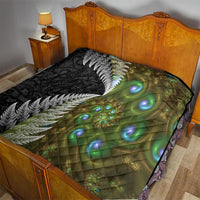New Zealand Quilt Koru Abstract Art and Silver Fern Maori Pattern