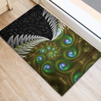 New Zealand Rubber Doormat Koru Abstract Art and Silver Fern Maori Pattern LT03 - Polynesian Pride
