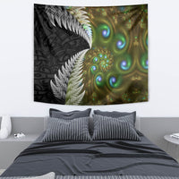 New Zealand Tapestry Koru Abstract Art and Silver Fern Maori Pattern LT03 - Polynesian Pride