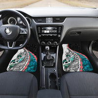 New Zealand Car Mats Manaia Fern and Koru Maori Pattern LT03 Set 2pcs - Front Black - Polynesian Pride