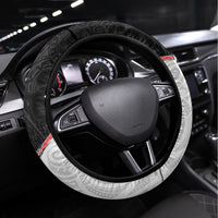 New Zealand Steering Wheel Cover Manaia Fern and Koru Maori Pattern LT03 Universal Fit Black - Polynesian Pride