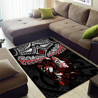 New Zealand Maori Girl Area Rug Silver Fern and Koru Pattern