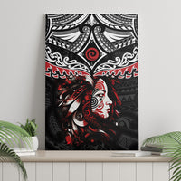 New Zealand Maori Girl Canvas Wall Art Silver Fern and Koru Pattern LT03 - Polynesian Pride