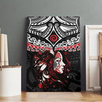 New Zealand Maori Girl Canvas Wall Art Silver Fern and Koru Pattern LT03 - Polynesian Pride