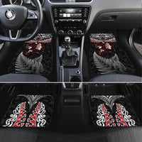 New Zealand Maori Girl Car Mats Silver Fern and Koru Pattern LT03 Set 4pcs Black - Polynesian Pride