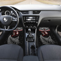 New Zealand Maori Girl Car Mats Silver Fern and Koru Pattern LT03 Set 2pcs - Front Black - Polynesian Pride