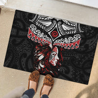 New Zealand Maori Girl Rubber Doormat Silver Fern and Koru Pattern LT03 - Polynesian Pride