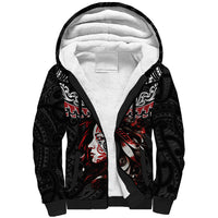 New Zealand Maori Girl Sherpa Hoodie Silver Fern and Koru Pattern LT03 Unisex Black - Polynesian Pride